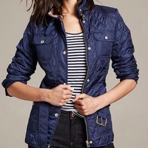 Banana Republic Navy Quilted Jacket with Belt